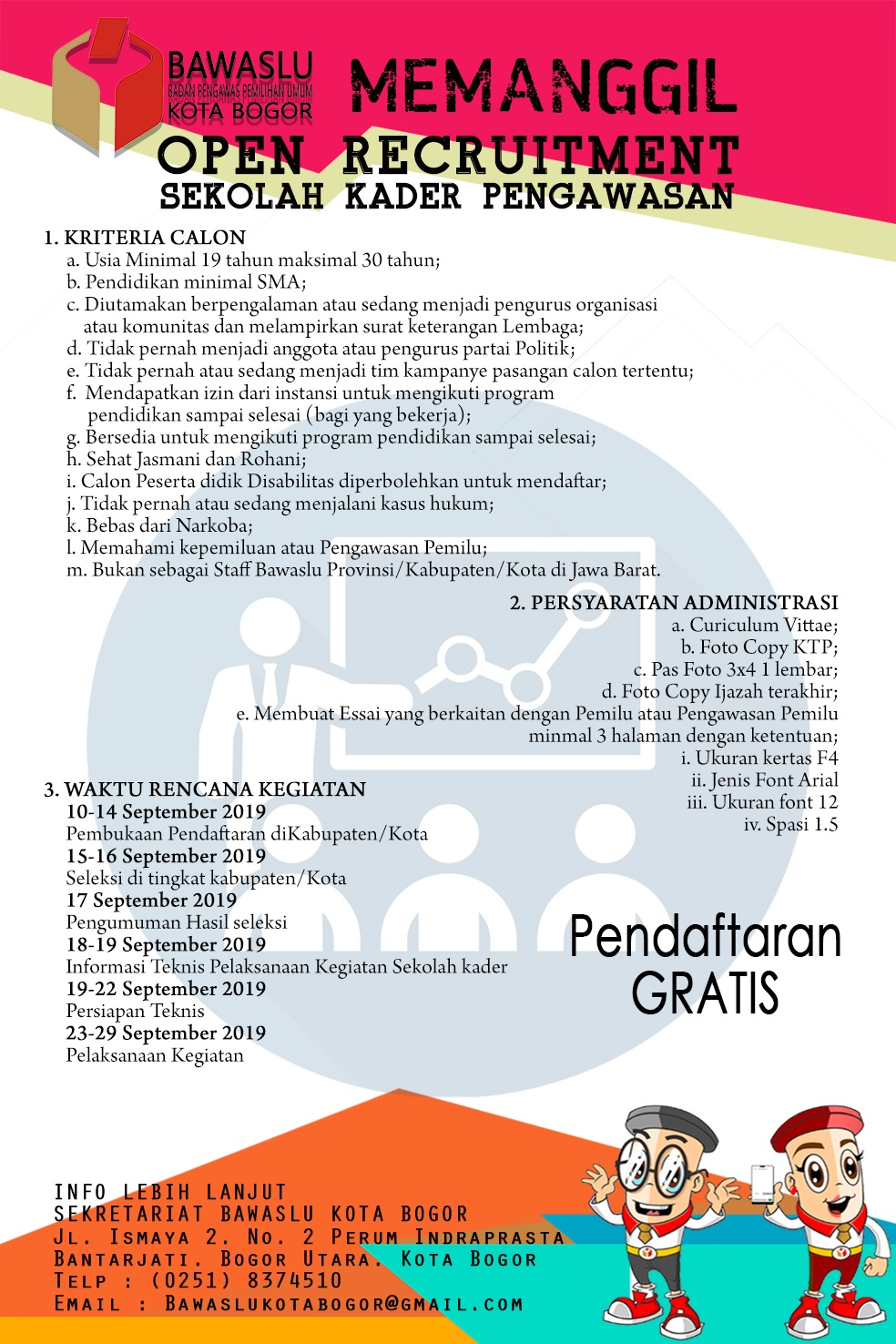 OPEN RECRUITMENT SEKOLAH KADER PENGAWASAN