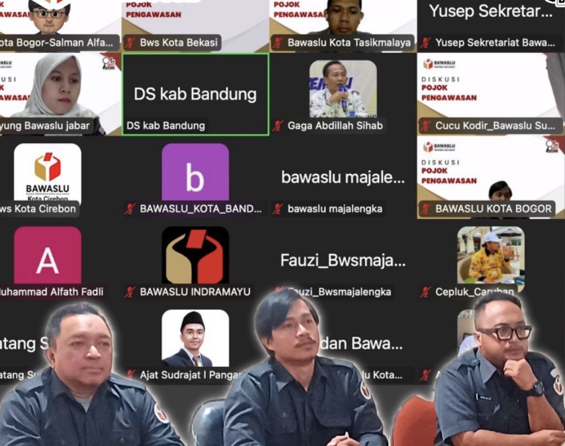 Ketua dan Anggota Bawaslu Kota Bogor Ikuti Zoom Diskusi Pojok Pengawasan yang Diselenggarakan oleh Bawaslu Provinsi Jawa Barat
