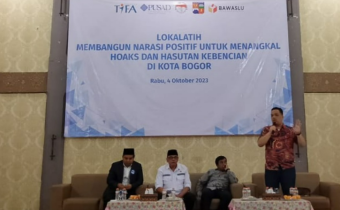 Koordiv. PP dan Datin Bawaslu Kota Bogor Mengajak Peserta Untuk Memproduksi Narasi Positif Untuk Menangkal Hoaks Menjelang Pemilu 2024